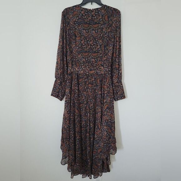 NWOT Halogen Paisley Handkerchief  Hem Long Sleeve Maxi Dress - Picture 6 of 9